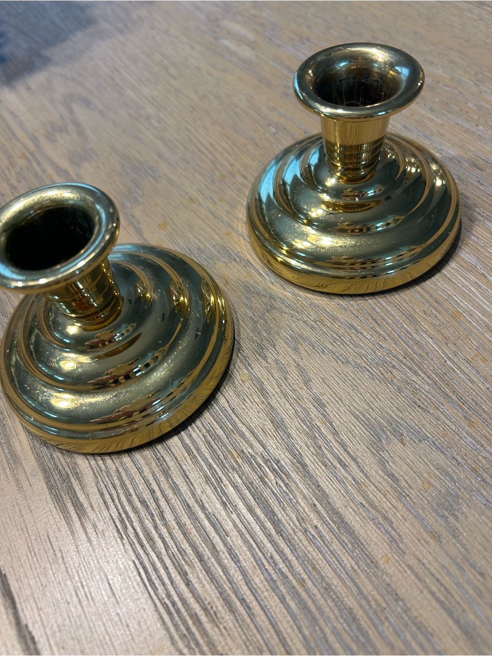 Brass Finish Candlestick Pair with a variety of 6 PartyLite square candles
